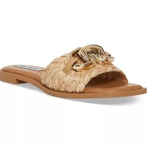 Steve Madden Gene Raffia Embellished Slide Sandals